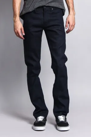 Men's Slim Fit Raw Denim Jeans (Indigo)