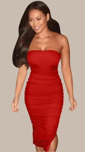 Strapless Sexy Slit Bobycon Dress